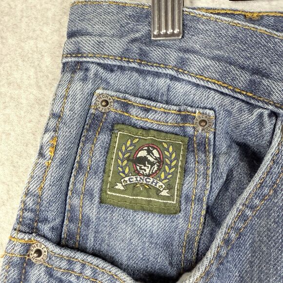 Cinch Green Label Jeans Mens 30x36 Blue Relaxed Tapered Fit Light Wash Denim - Picture 4 of 13